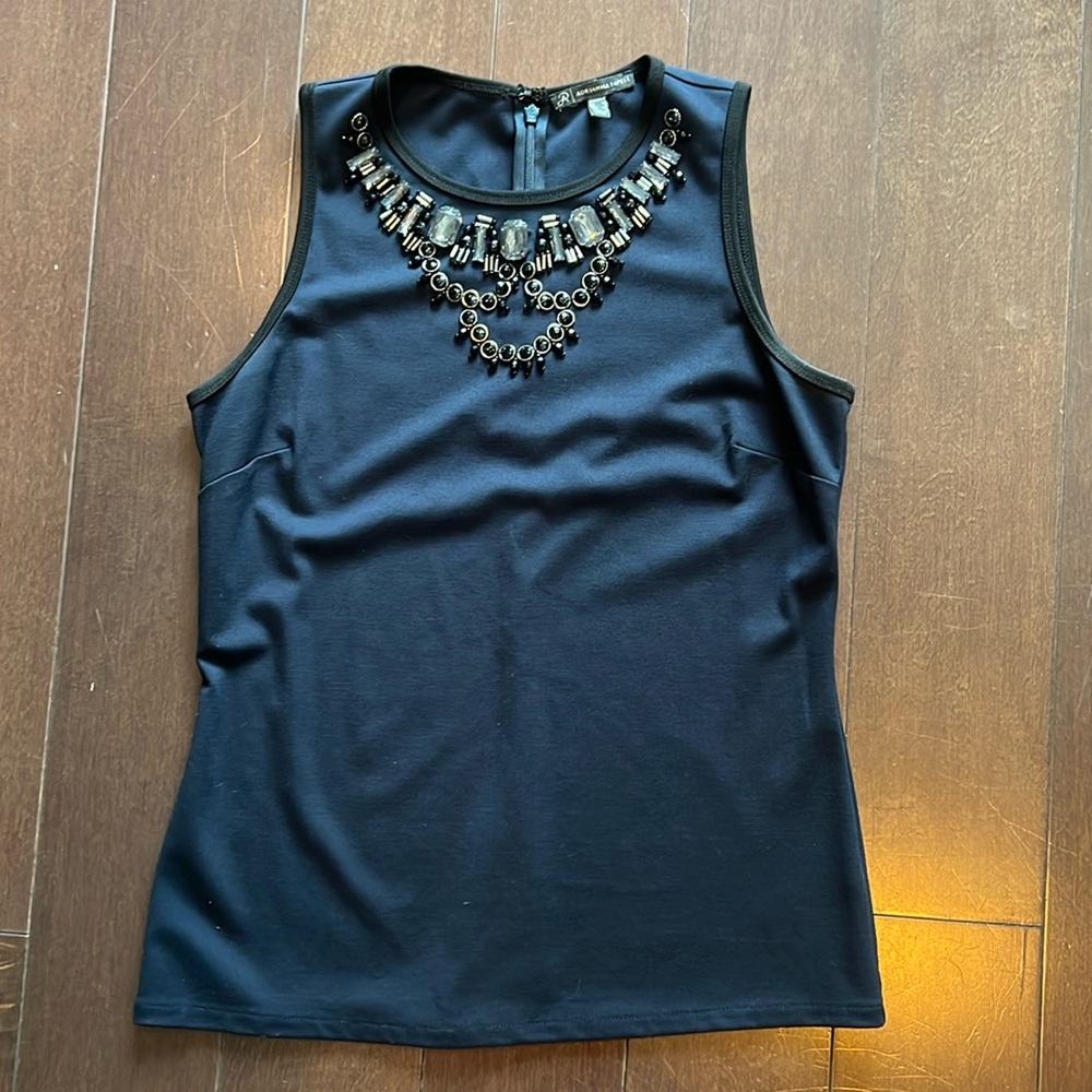 Adrianna Papell Navy Tank with Jewels